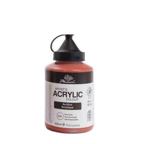 Farba akrylowa Phoenix 500ml, Ruda - Burnt sienna